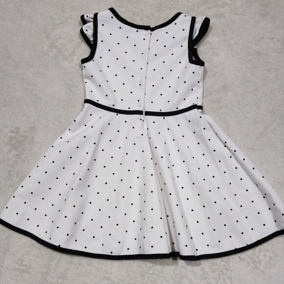 Janie & Jack ✦ Girls Dress 4 ✦ White Black Polka Dot Sleeveless Trim Party EUC - Picture 4 of 13